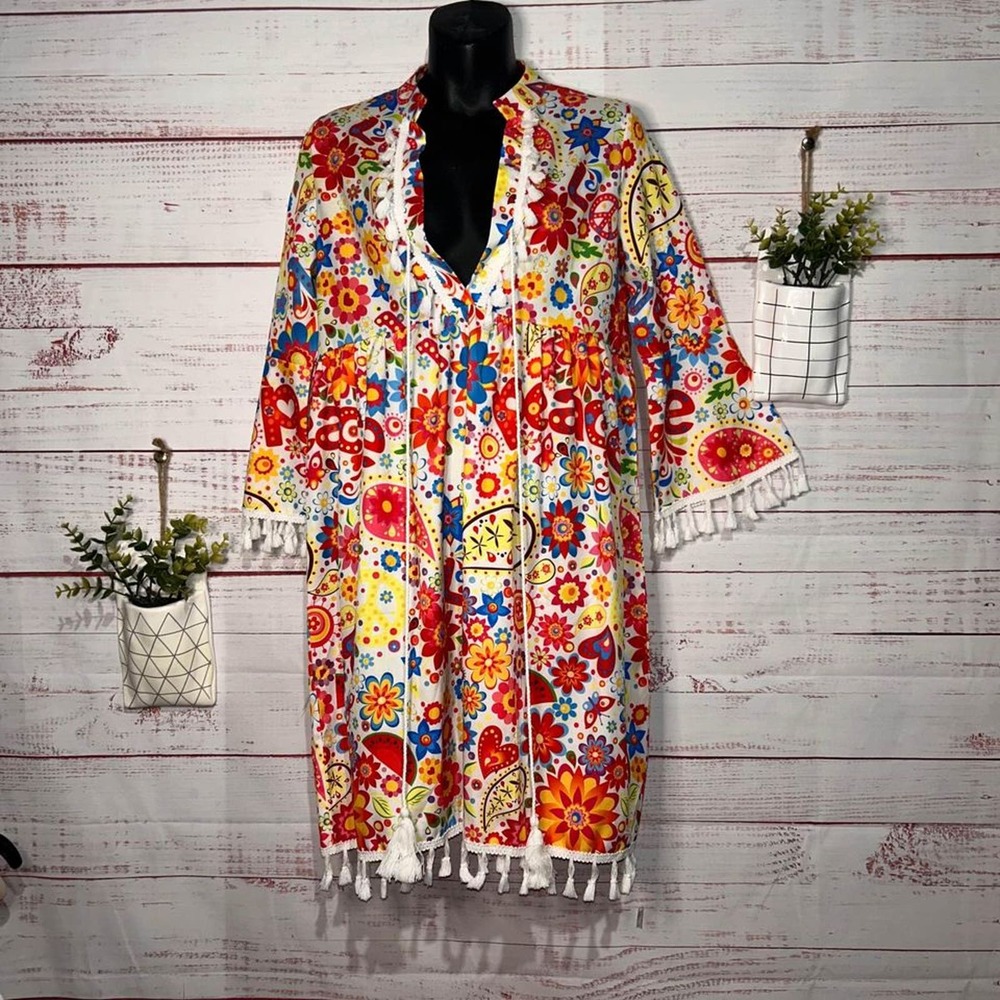 Peace & Love Printed Dress | Small |
